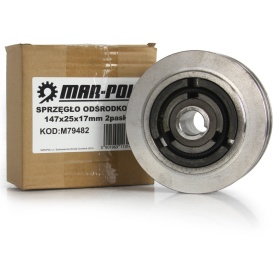 Ambreiaj centrifugal Mar-Pol 147x25 mm pentru mai compactor, cu 2 curele și prindere pe pană