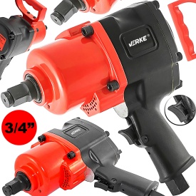 Cheie pneumatică de impact VERKE 3/4 inch, 1850 Nm, mecanism Twin Hammer, pentru service auto și atelier