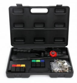 Clește de nituit piulițe (Nituitor manual) KraftDele KD10553 – M3-M10, Brațe lungi, 6 Capete interschimbabile, Trusă de transport