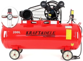 Compresor de aer cu ulei KraftDele KD1473, 200L, 2 pistoane, 8 bar, 590 l/min, cu separator pentru atelier și aplicații pneumatice