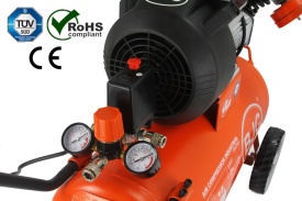 Compresor de aer Mar-Pol BJC JN-30V 50L, 3 CP, 2 pistoane, presiune maximă 10 bar, cu roți și manometre - Img 9