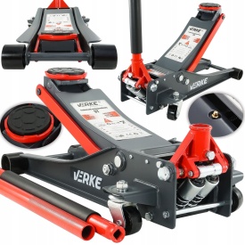 Cric hidraulic tip crocodil 3T MaxRom, profil jos, pompă dublă, cu roți de deplasare, pentru service auto și mașini joase