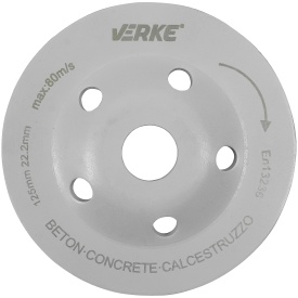Disc diamantat tip cupă segmentat VERKE 125 mm pentru șlefuirea betonului, pietrei, cărămizii și suprafețelor minerale - Img 4