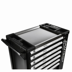 Dulap mobil de scule gol KraftDele KD1070, cărucior atelier cu 7 sertare, blat metalic și compartiment inferior cu închidere - Img 5