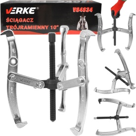 Extractor rulmenți cu 3 brațe, cu șurub, 10 inch, din oțel CR-V, model V84834, pentru service și lucrări mecanice