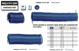 Furtun spiralat conectori aer comprimat din PA 8x6mm 15m 24/71 bari ADLER MA0139.3 – Kraft&Dele