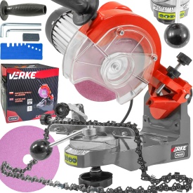 Mașină electrică de ascuțit lanțuri drujbă 230 W, disc 145 mm, menghina rotativă cu unghi reglabil, MaxRom V90083