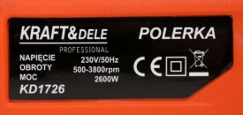 Mașină electrică de polisat KraftDele KD1726, 2600W, disc 180 mm, turație variabilă 500-3800 RPM - Img 5
