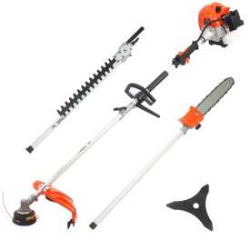 Motocoasă multifuncțională pe benzină 4 în 1 Mar-Pol Demon 62 cc, 2,2 kW, cu trimmer, disc, fierăstrău de crengi și foarfecă gard viu