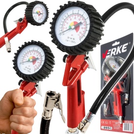 Pistol pneumatic pentru umflat roți cu manometru 12 bar VERKE, furtun 360 mm și supapă de evacuare aer
