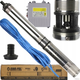 Pompa submersibilă de adâncime Mar-Pol 4QJD 0,75 kW cu control box, cablu 35 m, 63 m înălțime de refulare