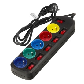 Prelungitor electric KraftDele 1,5 m cu 5 prize, protecție copii și întrerupătoare individuale, negru, KD4000-CZ - Img 7