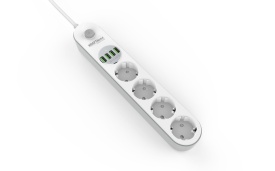 Prelungitor electric KraftDele KD4030 cu 4 prize, 4 porturi USB și cablu de 2 m, cu protecție la suprasarcină - Img 2