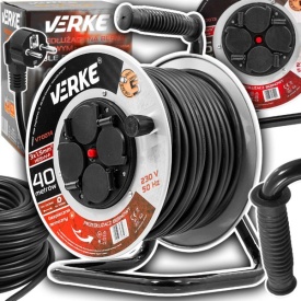 Prelungitor electric pe tambur din oțel 40 m, 4 prize, cablu cupru 3x1,5 mm², protecție termică MaxRom - Img 10