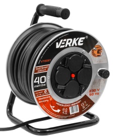 Prelungitor electric pe tambur metalic 40 m, cablu 3x2,5 mm², 4 prize, protecție termică, MaxRom V70021 - Img 3