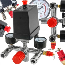 Presostat compresor 400V MaxRom cu 2 manometre, regulator și 2 cuple rapide, presiune reglabilă 3-12,5 bar - Img 8