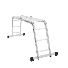 Scară articulată din aluminiu cu platformă KraftDele KD4070, 4x3 trepte, înălțime maximă 346 cm - Img 12