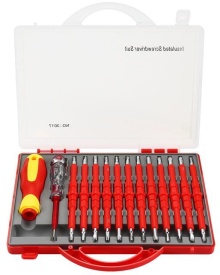 Set 14 șurubelnițe izolate KraftDele KD5971, pentru instalații electrice până la 1000V, cu organizator - Img 6