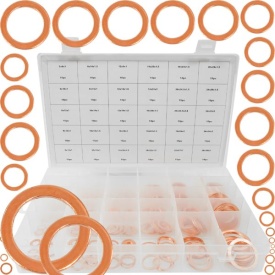 Set 300 șaibe din cupru MaxRom, assortate, dimensiuni 5x9x1 mm - 28x36x2 mm, pentru etanșare și service auto - Img 7