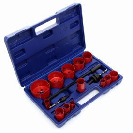 Set carote bimetalice HSS KraftDele KD10345, 17 piese, pentru metal, lemn, plastic și gips-carton, cu valiză