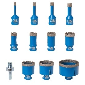 Set carote diamantate Mar-Pol CATA 6-68 mm, 11 piese, filet M14, pentru gresie, faianță, klinkier și piatră naturală - Img 4