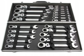 Set chei fixe-combinate cu clichet Mar-Pol 22 piese, 6-32 mm, chei îndoite din oțel CrV, în valiză - Img 6