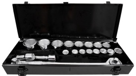 Set chei tubulare 3/4 inch 19-50 mm, 21 piese, cu clichet, prelungitor și mâner T, în valiză, MaxRom - Img 2