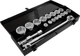 Set chei tubulare 3/4 inch 19-50 mm, 21 piese, cu clichet, prelungitor și mâner T, în valiză, MaxRom - Img 12
