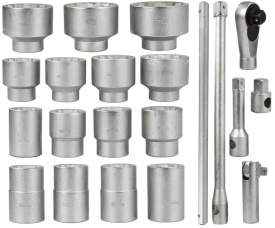 Set chei tubulare de impact Mar-Pol 21 piese, prindere 1 inch, 30-80 mm, cu clichet, prelungitoare și valiză - Img 7
