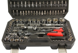 Set chei tubulare și biți Mar-Pol Professional 108 piese din oțel CrV, cu 2 clicheturi 1/2 și 1/4, în valiză - Img 5