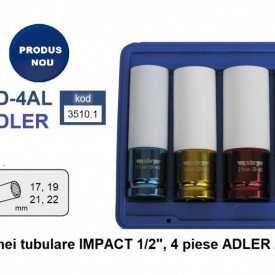 Set de chei tubulare IMPACT 1/2", 4 piese ADLER AD-4AL varianta lunga din teflon - Img 2