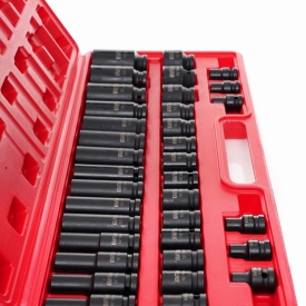 Set profesional de tubulare de impact 1/2 inch KraftDele KD11757, 35 piese scurte și lungi din oțel Cr-Mo, în valiză - Img 5