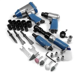 Set scule pneumatice Mar-Pol 32 piese cu cheie de impact, clichet, polizor drept și ciocan pneumatic, model M80553