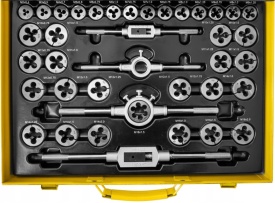 Set tarozi și filiere 110 piese din oțel calit cu geanta metalică – Kraft&Dele