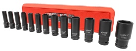 Set tubulare de impact lungi 1/2 inch, 13 piese, 10-32 mm, din oțel crom-vanadiu, cu valiză, MaxRom - Img 10