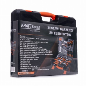 Trusă de scule KraftDele KD10466, 89 piese, cu valiză de transport, chei, tubulare, biți, clești și accesorii - Img 7