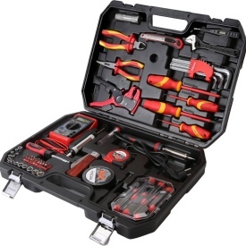 Trusă de scule KraftDele KD5979, 68 piese în valiză, cu unelte pentru electrică, electronică, atelier și reparații diverse