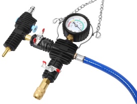 Trusă profesională pentru testarea etanșeității sistemului de răcire KraftDele KD12501 – 28 piese, Manometru 0-2.5 bar, Adaptor universal, Set complet - Img 10