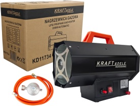 Aerotermă pe gaz LPG 25 kW KraftDele KD11734 cu reductor și furtun, pentru atelier, garaj, hală și spații gospodărești - Img 2