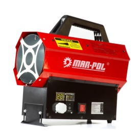 Aerotermă pe gaz Mar-Pol 30 kW cu termostat LCD, furtun și reductor incluse, pentru încălzirea rapidă a spațiilor de lucru