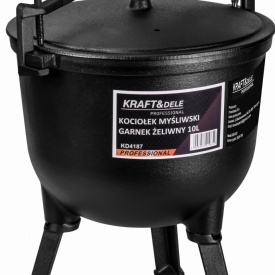 Ceaun din fontă 10L KraftDele KD4187, ceaun cu capac și picioare detașabile pentru gătit la foc deschis - Img 3