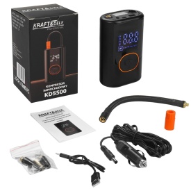 Compresor Auto cu Acumulator 5000mAh 10 BAR LCD + Powerbank USB-C – Portabil & Inteligent | KraftDele KD5500 - Img 2
