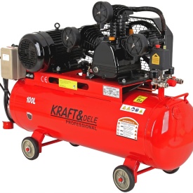 Compresor de aer cu ulei KraftDele KD405, 100L, 3 pistoane, 400V, 8 bar, transmisie pe curea