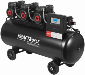 Compresor Fără Ulei 200L 3x2200W 750L/min – Industrial cu Separator & Manometru cu Glicerină | KraftDele KD4084