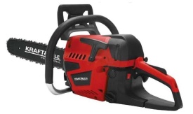 Drujbă pe benzină KraftDele KD5016, 5,3 CP, motor 45 cm³, cu lanț și lamă, pentru tăiere lemn, gospodărie și lucrări în livadă