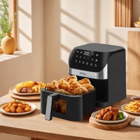 Friteuză cu aer cald fără ulei KraftDele KD4108, 6L, 2000W, display LED, 10 programe, temperatură reglabilă 80-200°C - Img 6