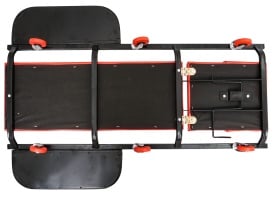 Leagăn auto de atelier cu tetieră și rafturi laterale, 102 x 60 x 10 cm, 6 roți pivotante, MaxRom V83252 - Img 6