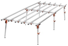 Masă de lucru plăci mari format KraftDele KD11983 – 360x150cm, înălțime 80cm, 6 picioare, 250kg capacitate, aluminiu/otel, pliabilă - Img 2
