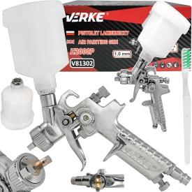 Pistol de vopsit pneumatic HVLP VERKE H-2000P, duză 1,0 mm, rezervor 125 ml, pentru finisaje și retușuri precise