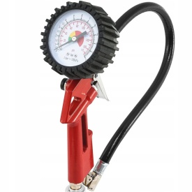 Pistol pneumatic pentru umflat roți cu manometru 12 bar VERKE, furtun 360 mm și supapă de evacuare aer - Img 6